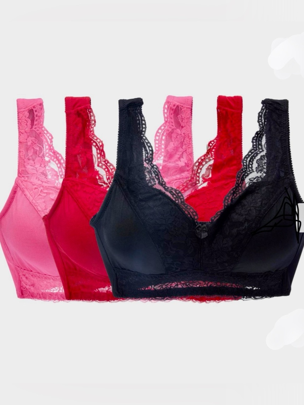 Rhonda Shear 3 Pack Classic Pin-Up Bras 2XL NEW
